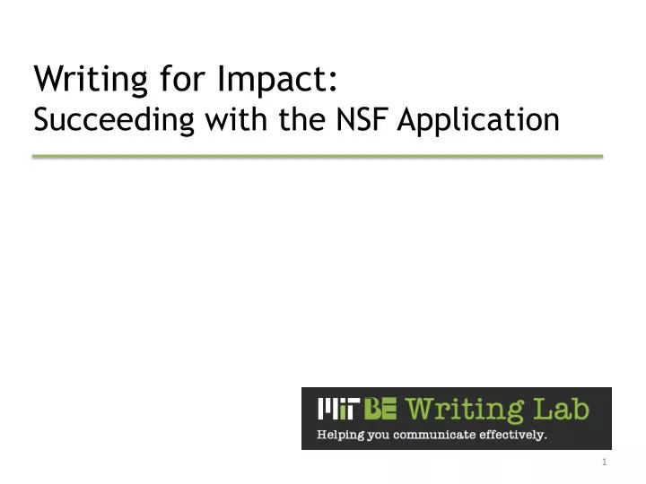 writing for impact succeeding with the nsf application
