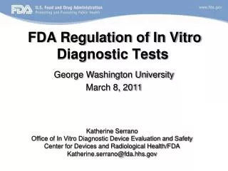 FDA Regulation of In Vitro Diagnostic Tests
