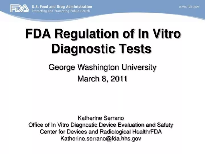 fda regulation of in vitro diagnostic tests