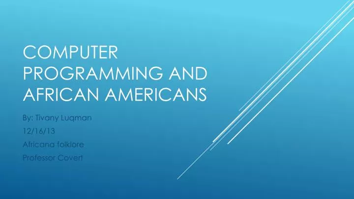 computer programming and african americans