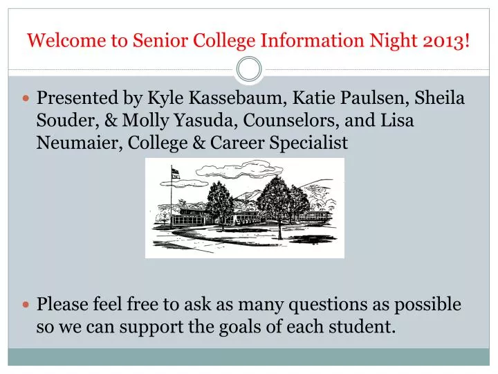 welcome to senior college information night 2013