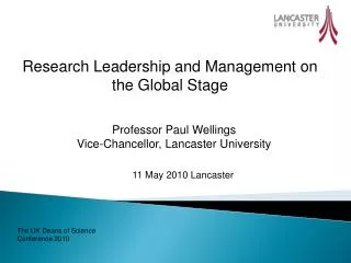 Research Leadership and Management on the Global Stage