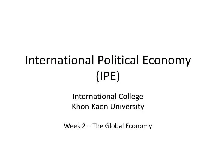 international political economy ipe