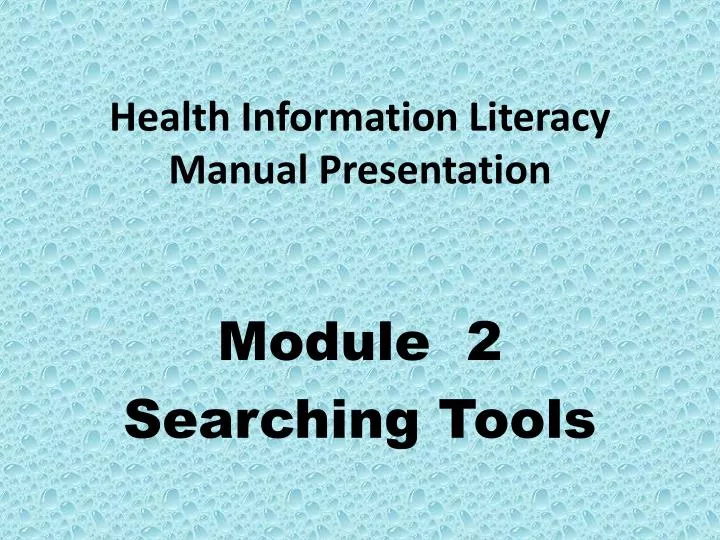 health information literacy manual presentation