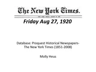 The New York Times Friday Aug 27, 1920