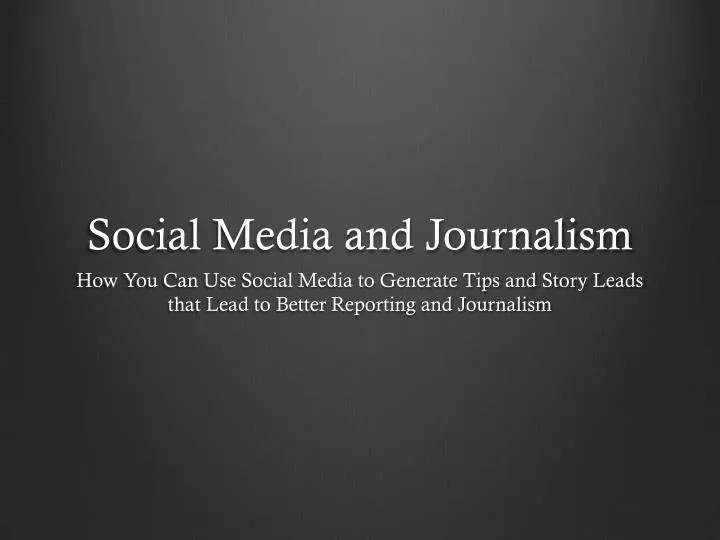 social media and journalism