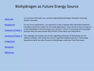 Biohydrogen as Future Energy Source
