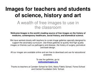 Images for teachers and students of science, history and art