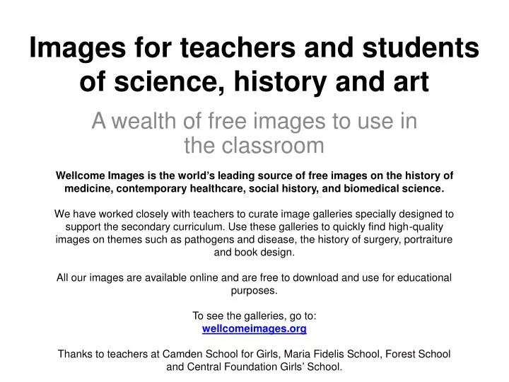 images for teachers and students of science history and art
