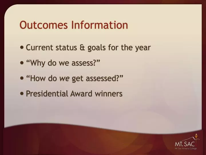 outcomes information