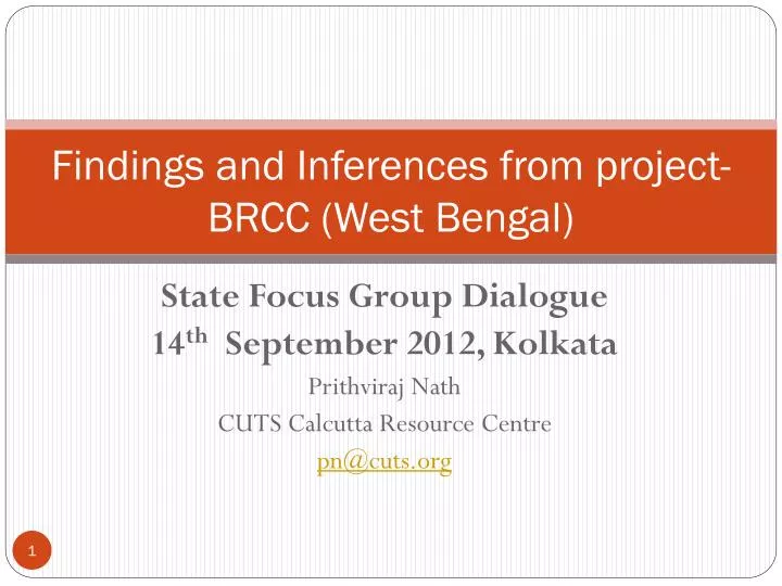 findings and inferences from project brcc west bengal