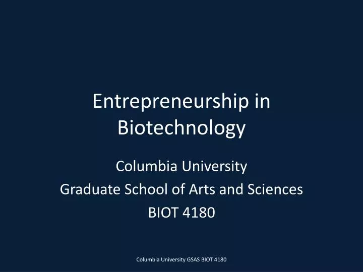entrepreneurship in biotechnology