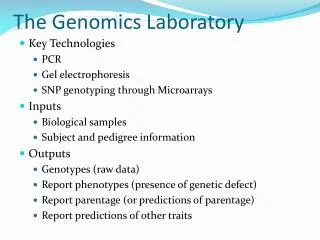 The Genomics Laboratory