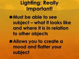 Lighting: Really Important!