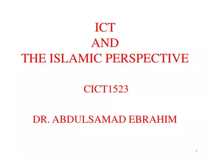 ict and the islamic perspective