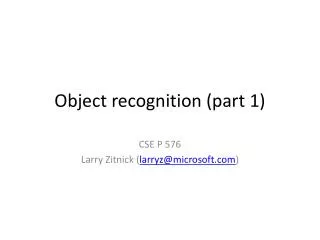 Object recognition (part 1)