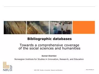 Bibliographic databases Towards a comprehensive coverage of the social sciences and humanities