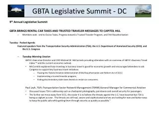 GBTA Legislative Summit - DC