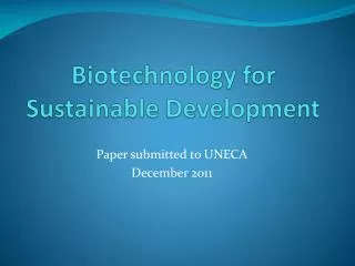 Biotechnology for Sustainable Development
