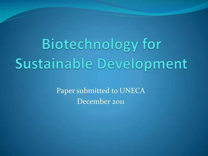 biotechnology for sustainable development