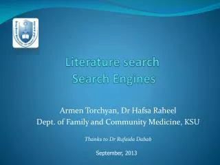 Literature search Search Engines