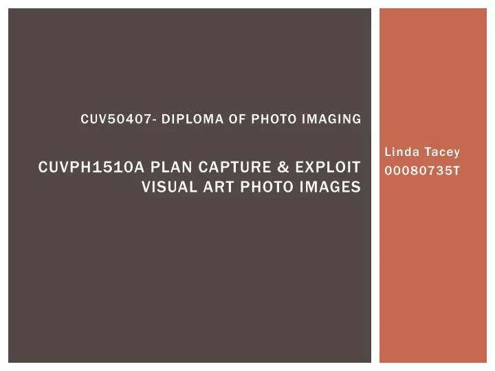 cuv50407 diploma of photo imaging cuvph1510a plan capture exploit visual art photo images