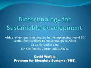 Biotechnology for Sustainable Development