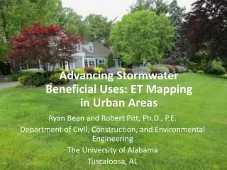Advancing Stormwater Beneficial Uses: ET Mapping in Urban Areas