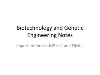 Biotechnology and Genetic Engineering Notes