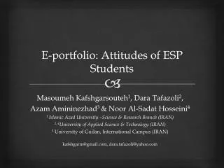 E-portfolio: Attitudes of ESP Students