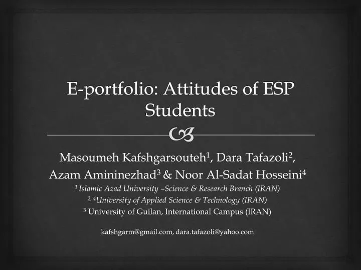e portfolio attitudes of esp students