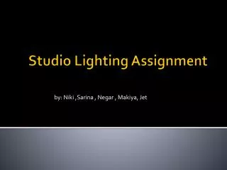 Studio Lighting A ssignment