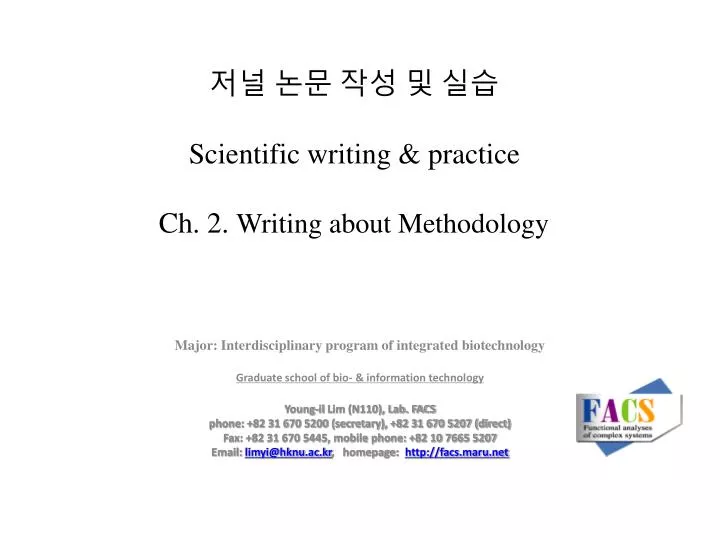scientific writing practice ch 2 writing about methodology