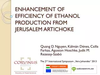 ENHANCE MENT OF EFFICIENCY OF ETHANOL PRODUCTION FROM JERUSALEM ARTICHOKE