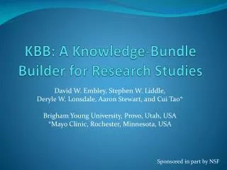 KBB: A Knowledge-Bundle Builder for Research Studies