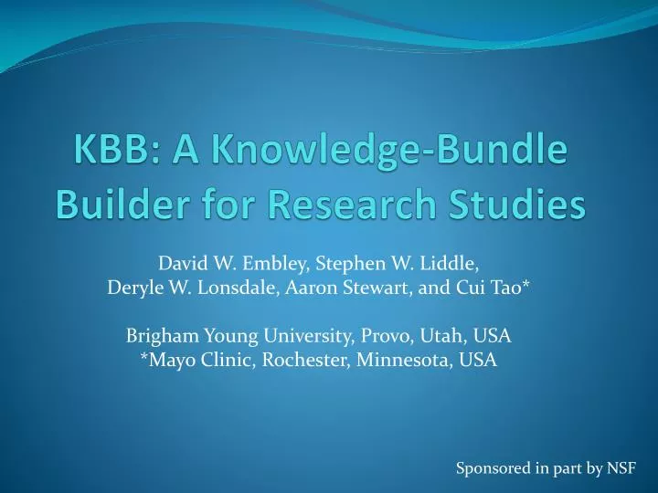 kbb a knowledge bundle builder for research studies