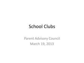 School Clubs