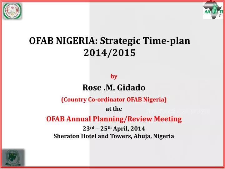 ofab nigeria strategic time plan 2014 2015