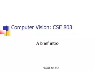 Computer Vision: CSE 803