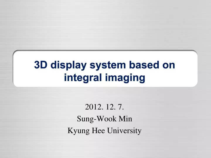 3d display system based on integral imaging