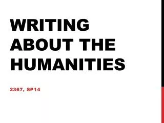 Writing about the humanities