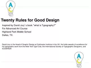 Twenty Rules for Good Design