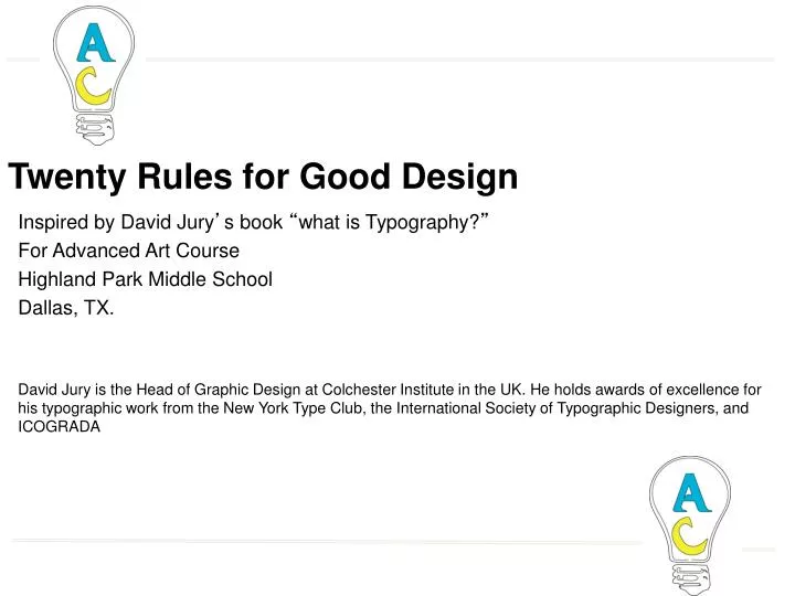 twenty rules for good design