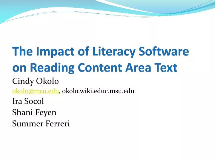 t he impact of literacy software on reading content area text
