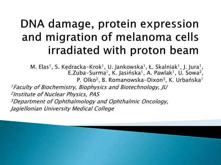 dna damage protein expression and migration of melanoma cells irradiated with proton beam