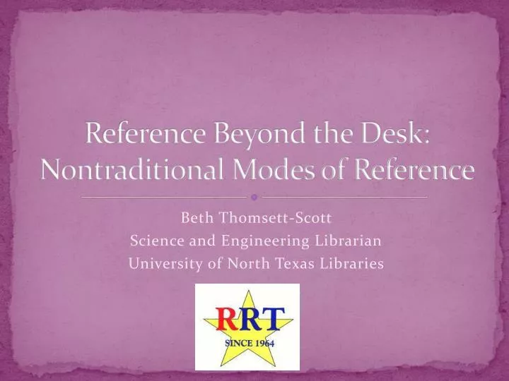 reference beyond the desk nontraditional modes of reference