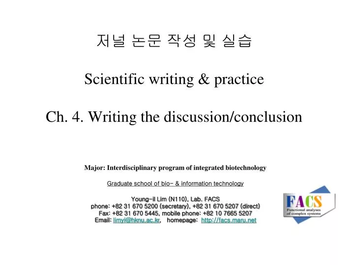 scientific writing practice ch 4 writing the discussion conclusion