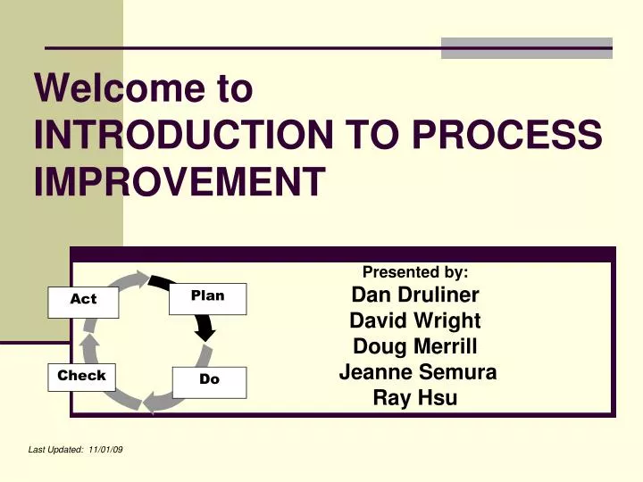 welcome to introduction to process improvement