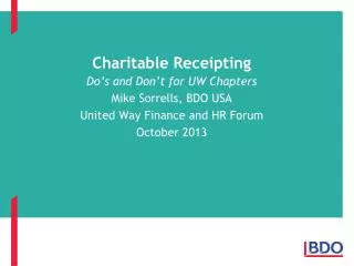 Charitable Receipting