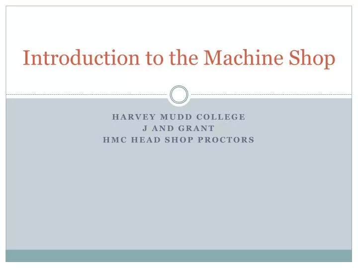 introduction to the machine shop